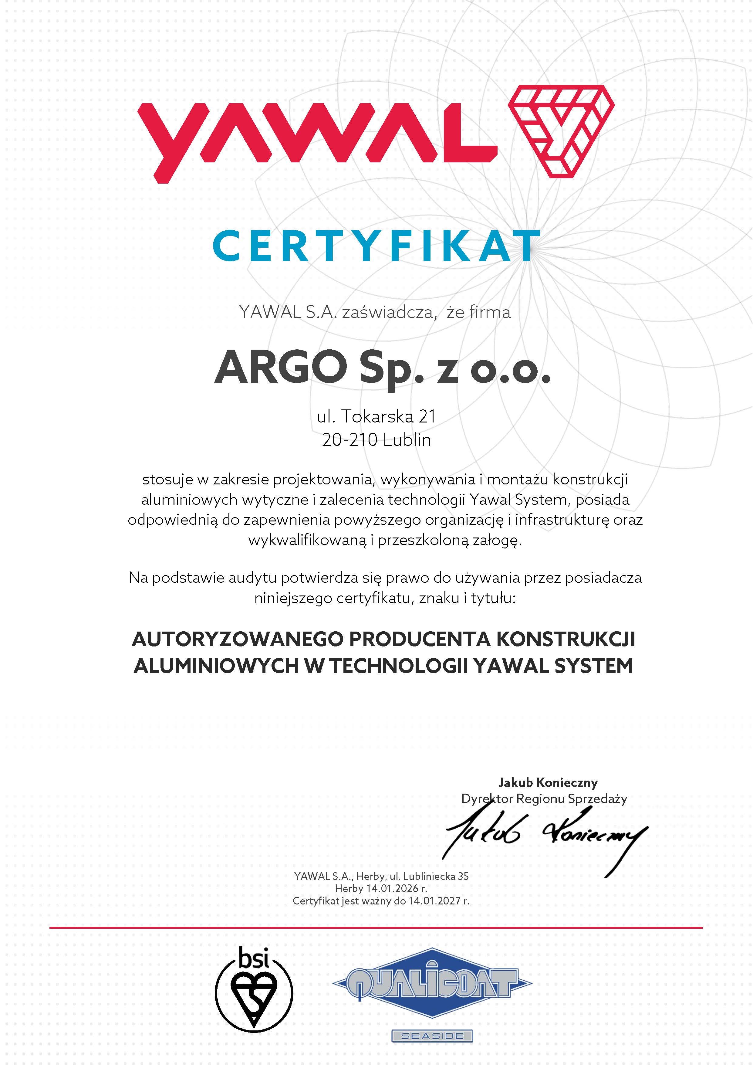 Certificate YAWAL